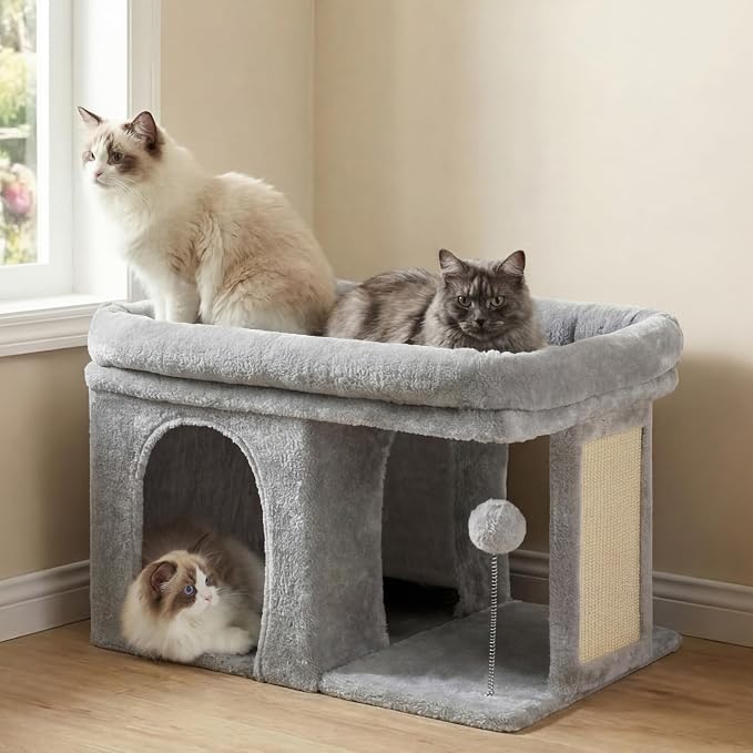 Heybly Cat Tree, 14 inch Cat Tower with Large Perch Bed and Cat Condo for Indoor