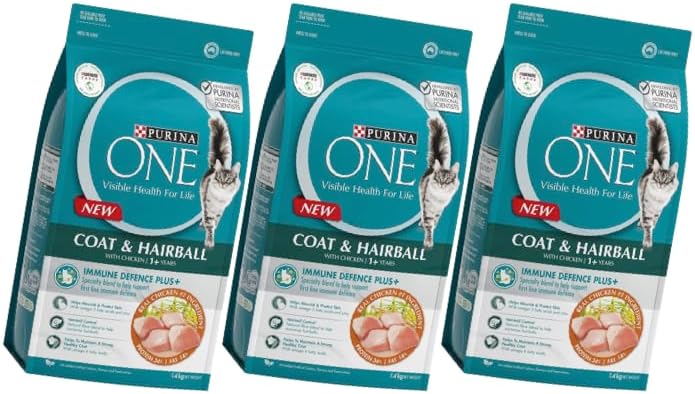 PURINA ONE Adult Hairball Chicken Dry Cat Food Bag 1.4kg (Hairball Chicken, 3-Small Bag)