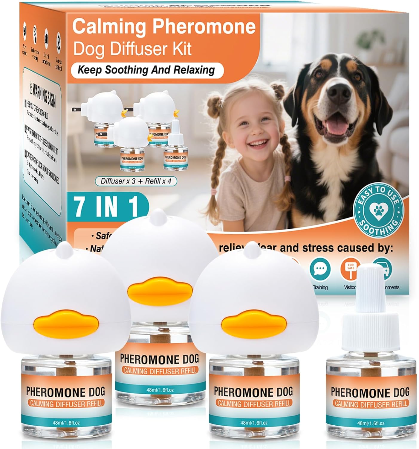 Dog Calming Pheromones Diffuser to Calm Pet 7 In 1 Advanced Kit (Tasteless)