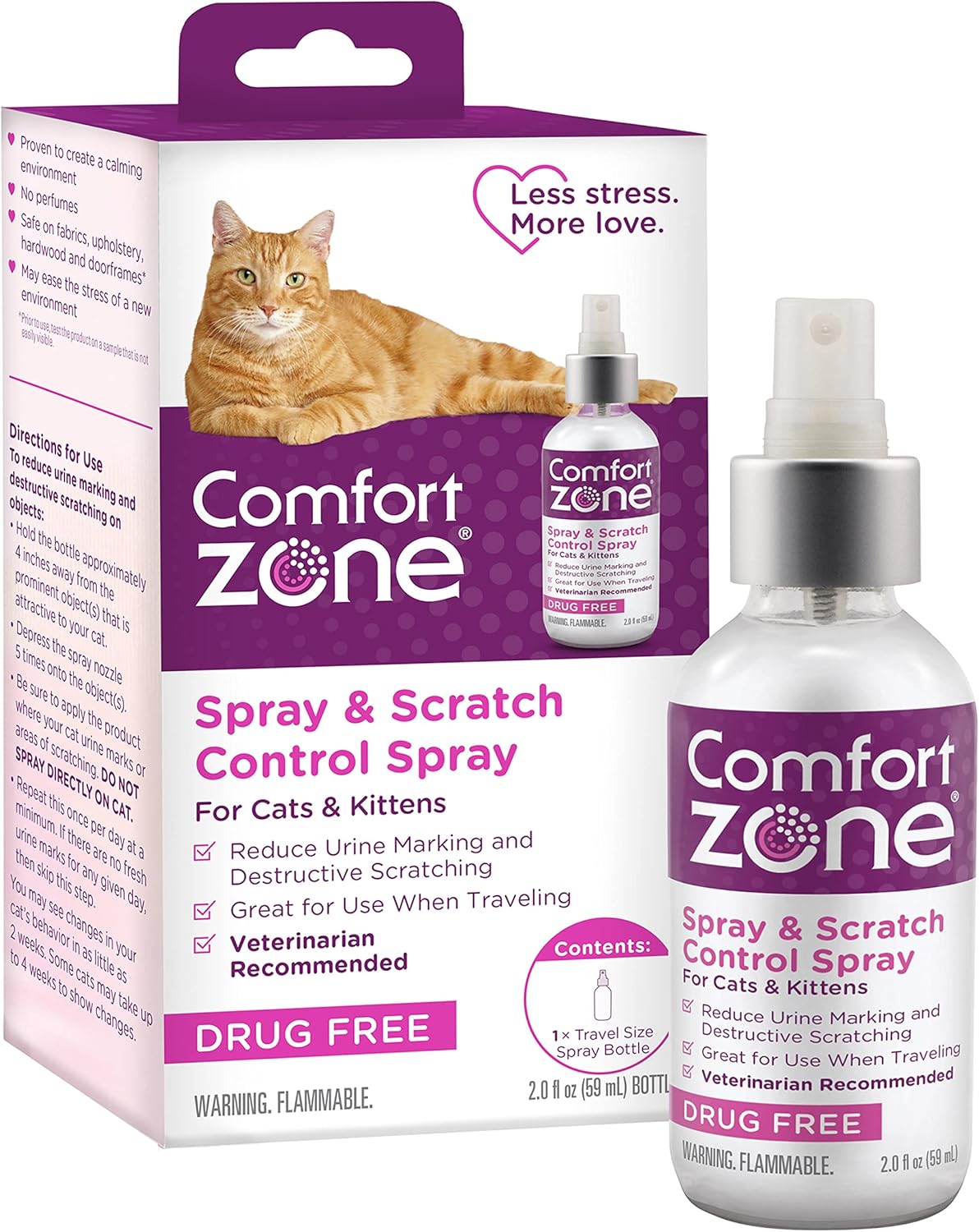 Comfort Zone Cat Calming Pheromone Spray: Travel Size (2 oz)