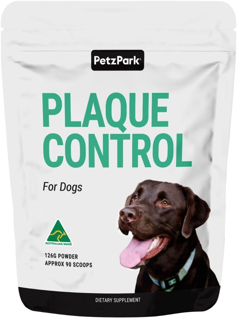 Petz Park Plaque Control for Dogs - Dental Care for Dogs - Dog Food Topper for Dog Tartar Control - Dog Dental Powder - Dog Teeth Cleaning - Made in Australia