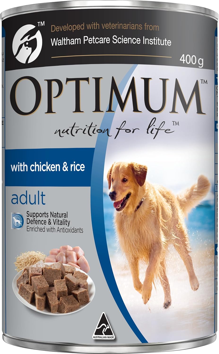OPTIMUM Adult Wet Dog Food with Chicken and Rice 400g Can, 24 Pack