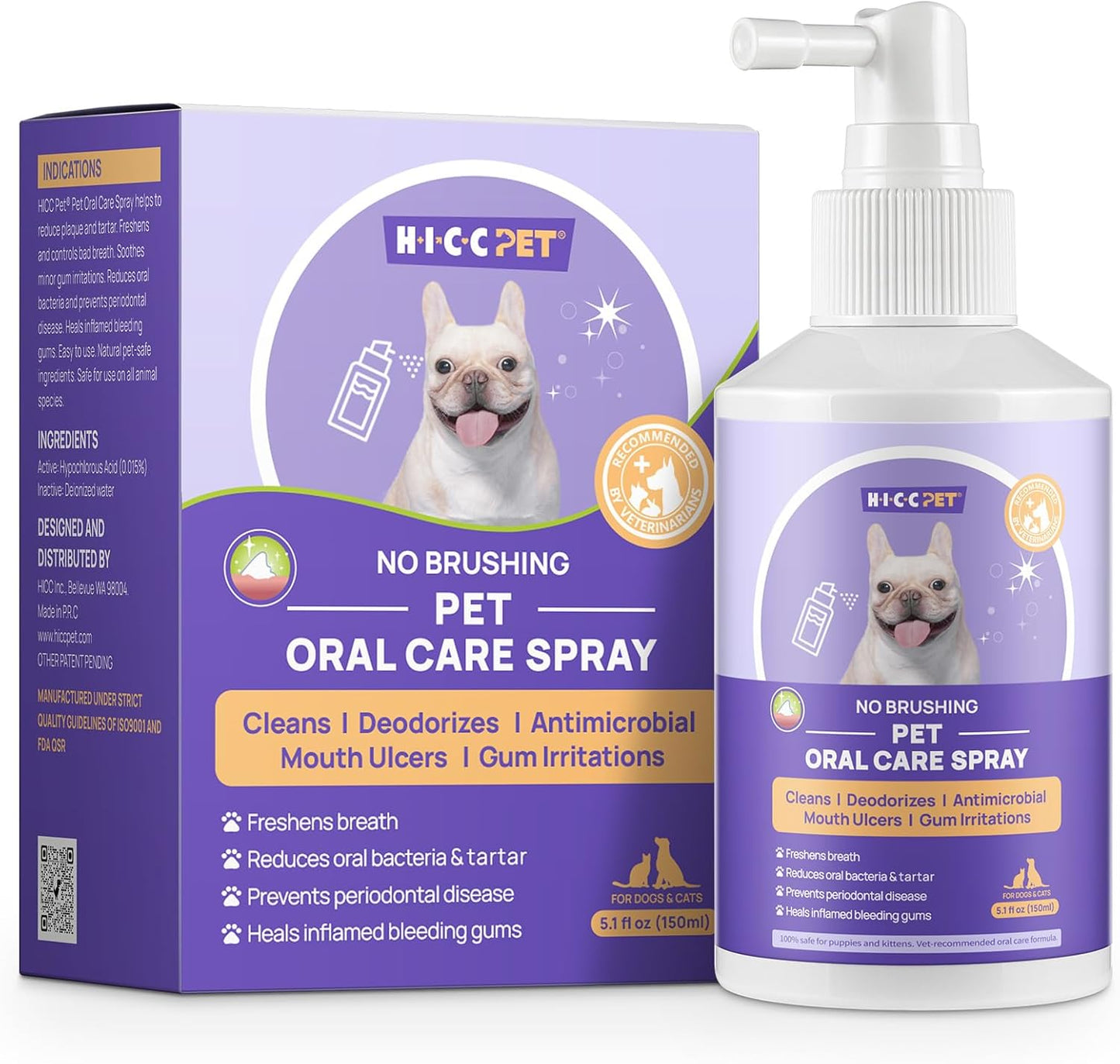 HICC PET Dog Dental Care Spray, Dog Breath Freshener