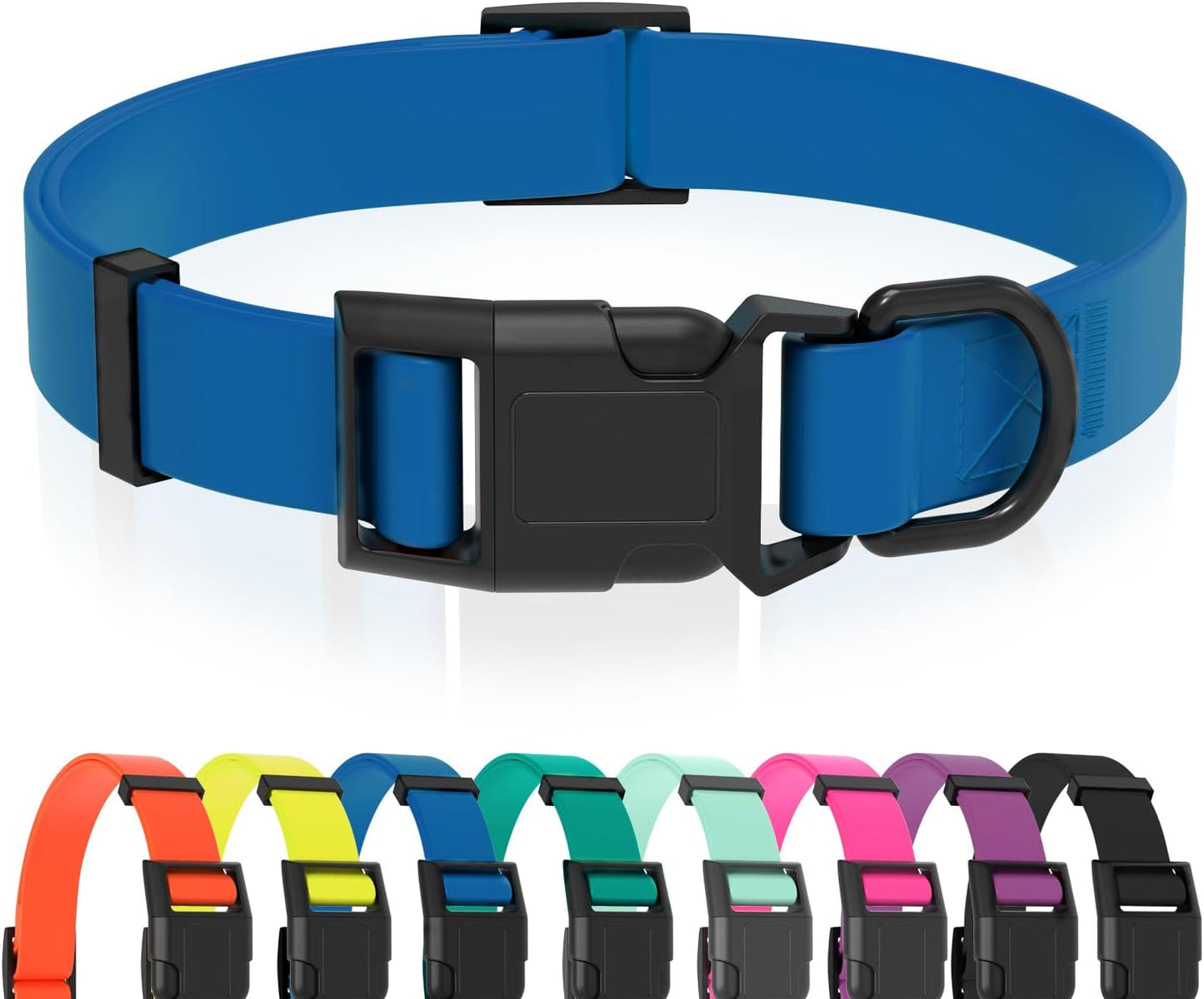 Waterproof Dog Collar, Easy Clean Rubber Quick Release Collar, Fits Small, Medium or Large Dogs