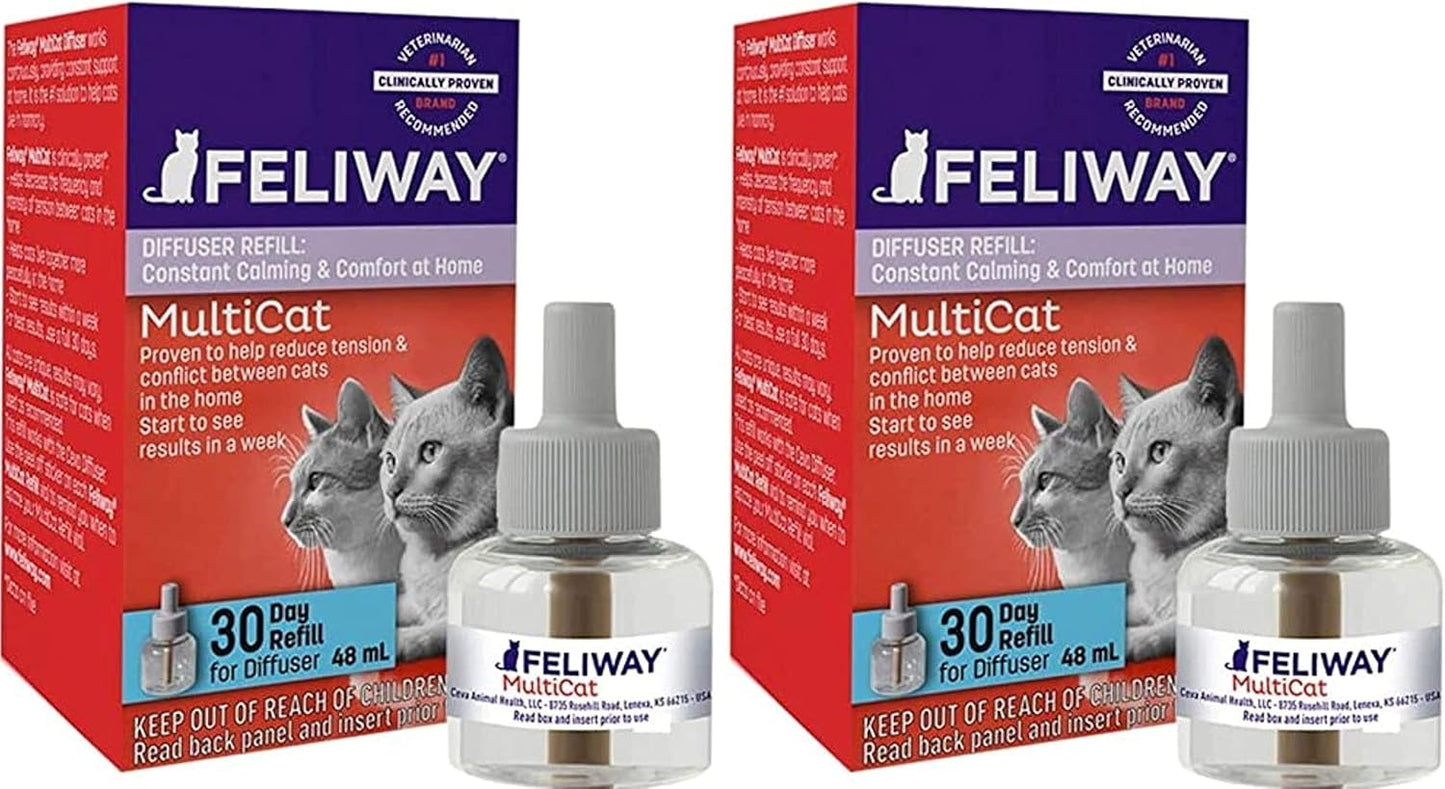Feliway MultiCat Diffuser Refill (48 mL) | Constant Harmony & Calming Between Cats at Home (2 Pack(48 ml))