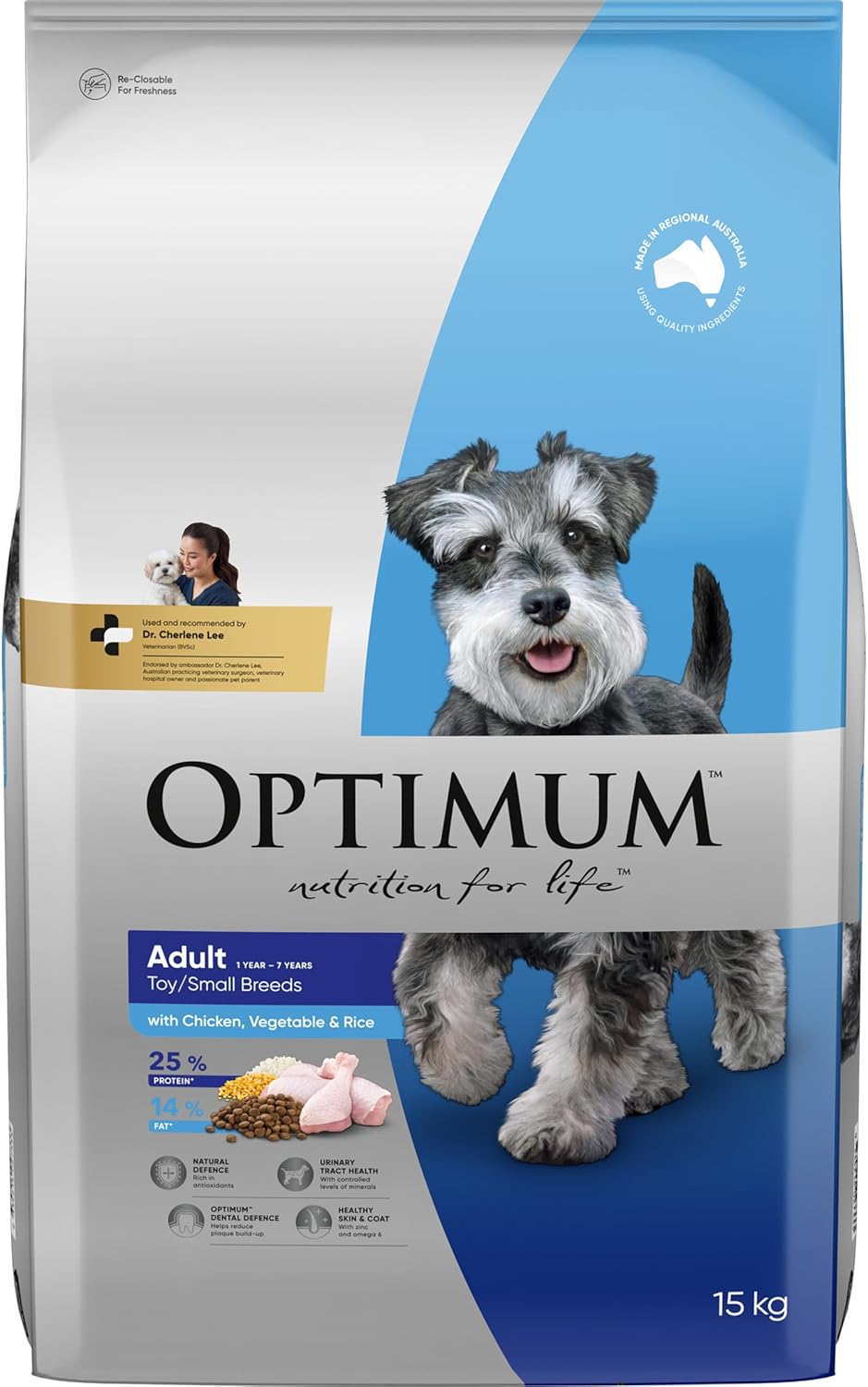 OPTIMUM Adult Toy/Small Breed Dry Dog Food with Chicken, Vegetables & Rice 15kg Bag
