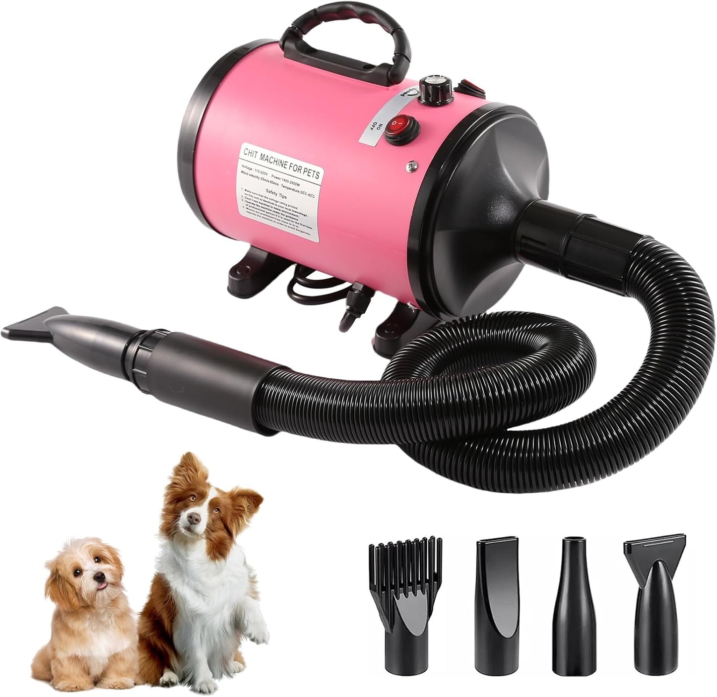 AHWOiHS Dog Hair Dryer 2800 W Dog Hair Dryer Blower Very Quiet with Adjustable