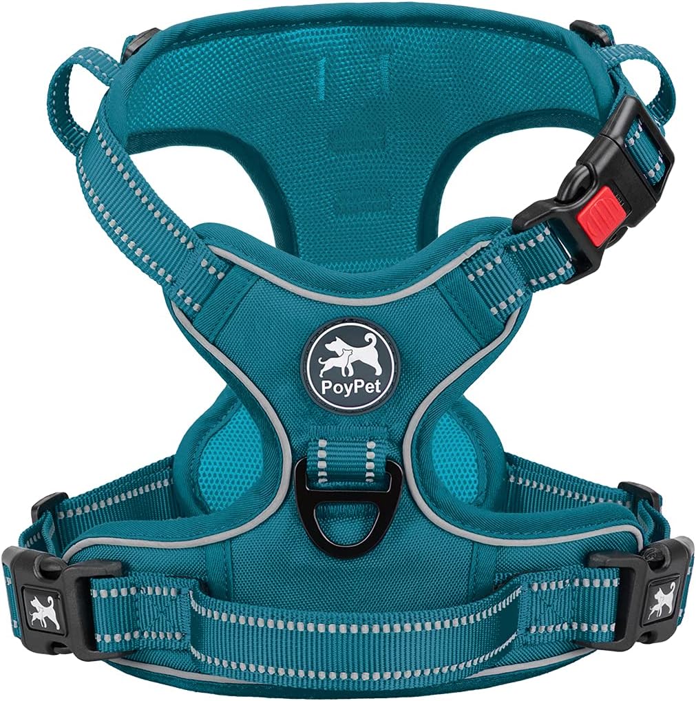 PoyPet No Pull Dog Harness, No Choke Reflective Dog Vest (Tumalo Teal,S)