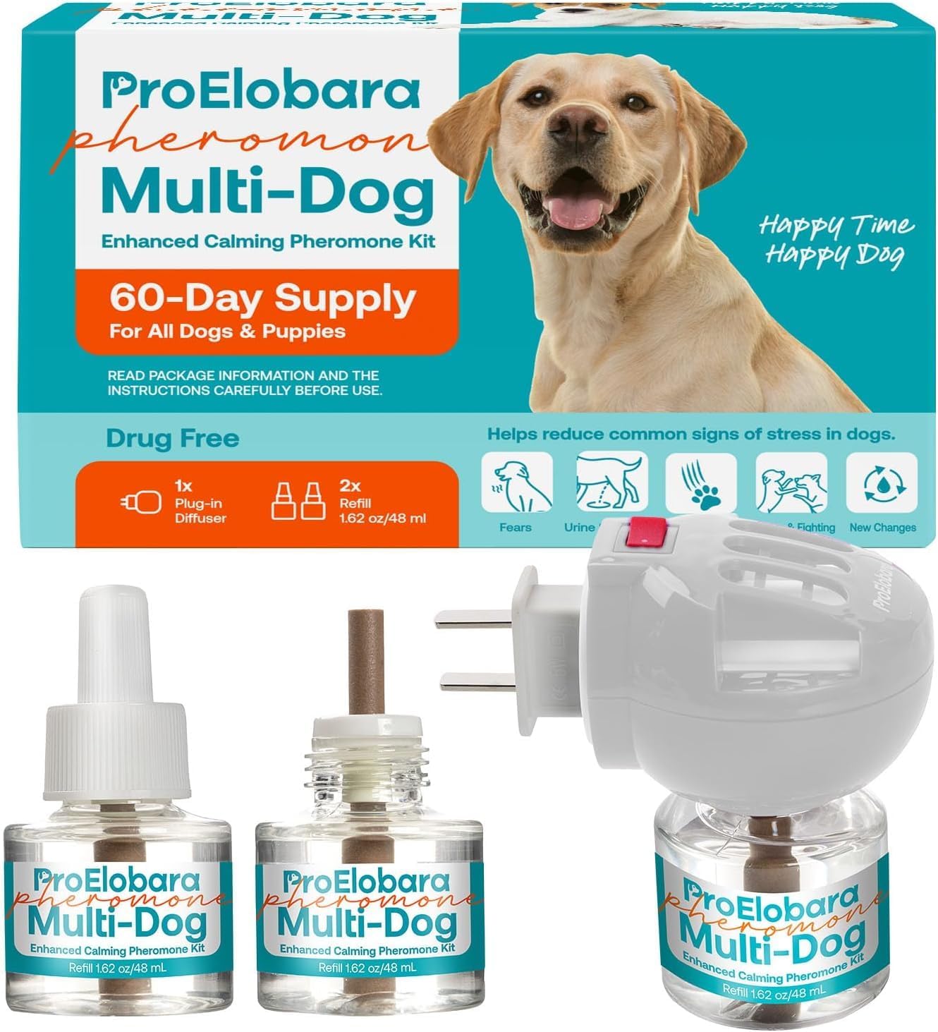 Dog Calming Pheromone Plug Diffuser: Dog Calming Pheromones Diffuser - Calm Dogs 60 Supply