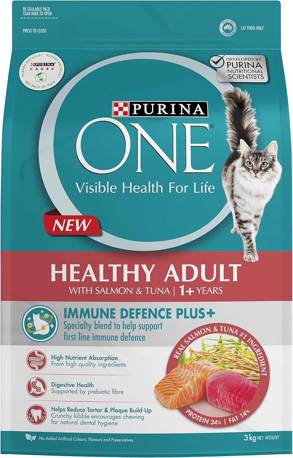PURINA ONE Adult Dry Cat Food Immune Defence Plus+ Salmon & Tuna 3kg
