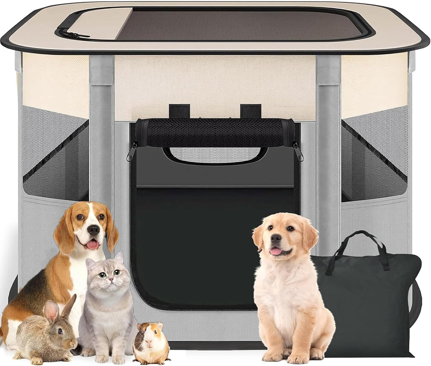 Portable Pet Playpen,Dog Play Pen Indoors,Foldable Cat Tent with Carry Bag for Puppy