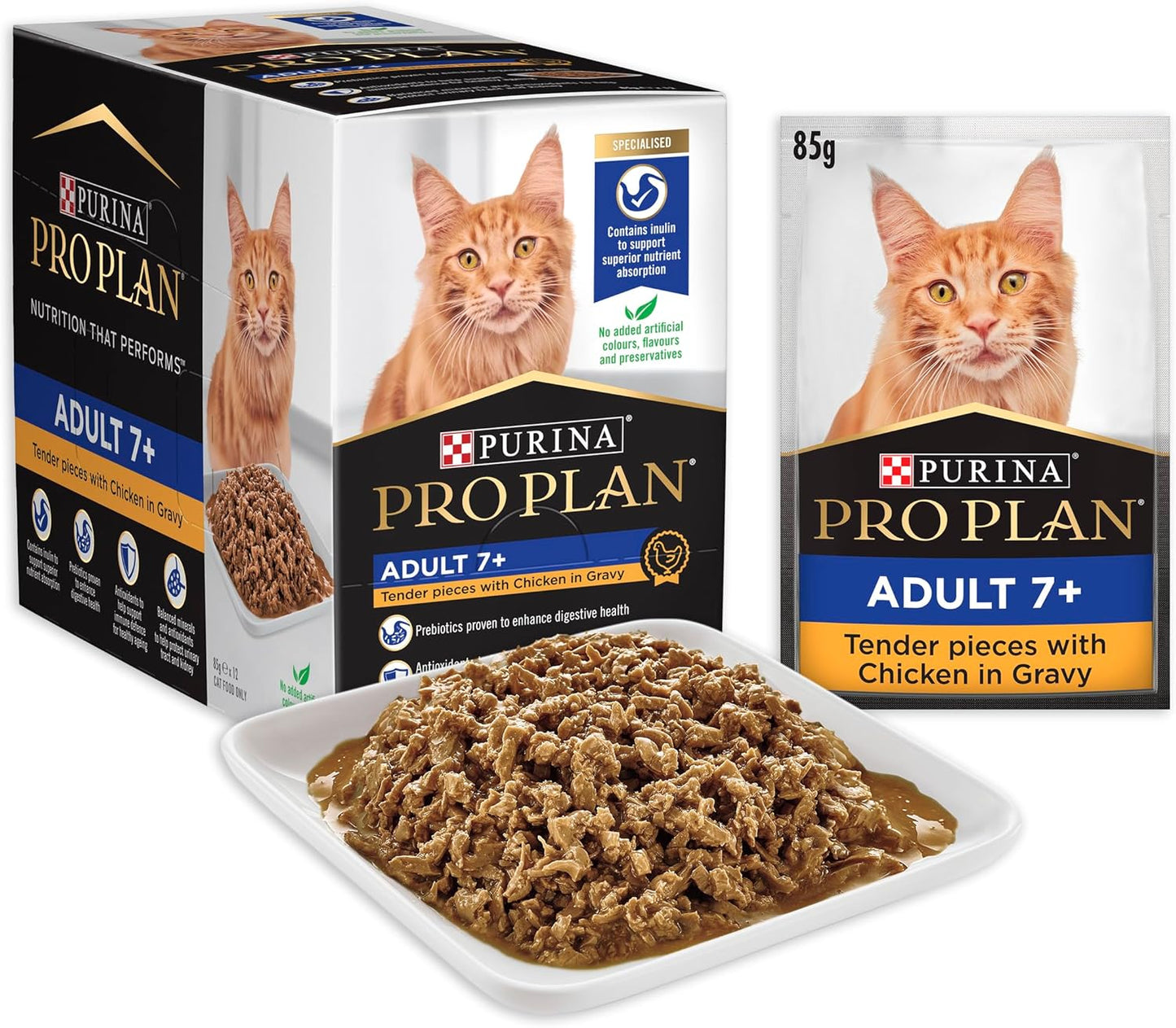 PRO PLAN Adult 7+ Wet Cat Food Chicken in Gravy 12x85g