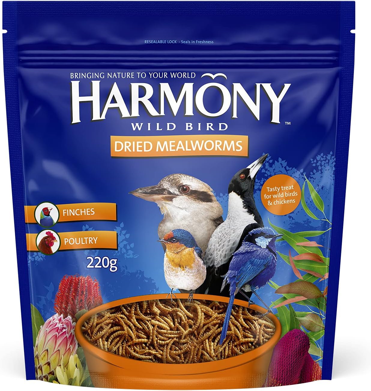 HARMONY Dried Mealworms, 220g