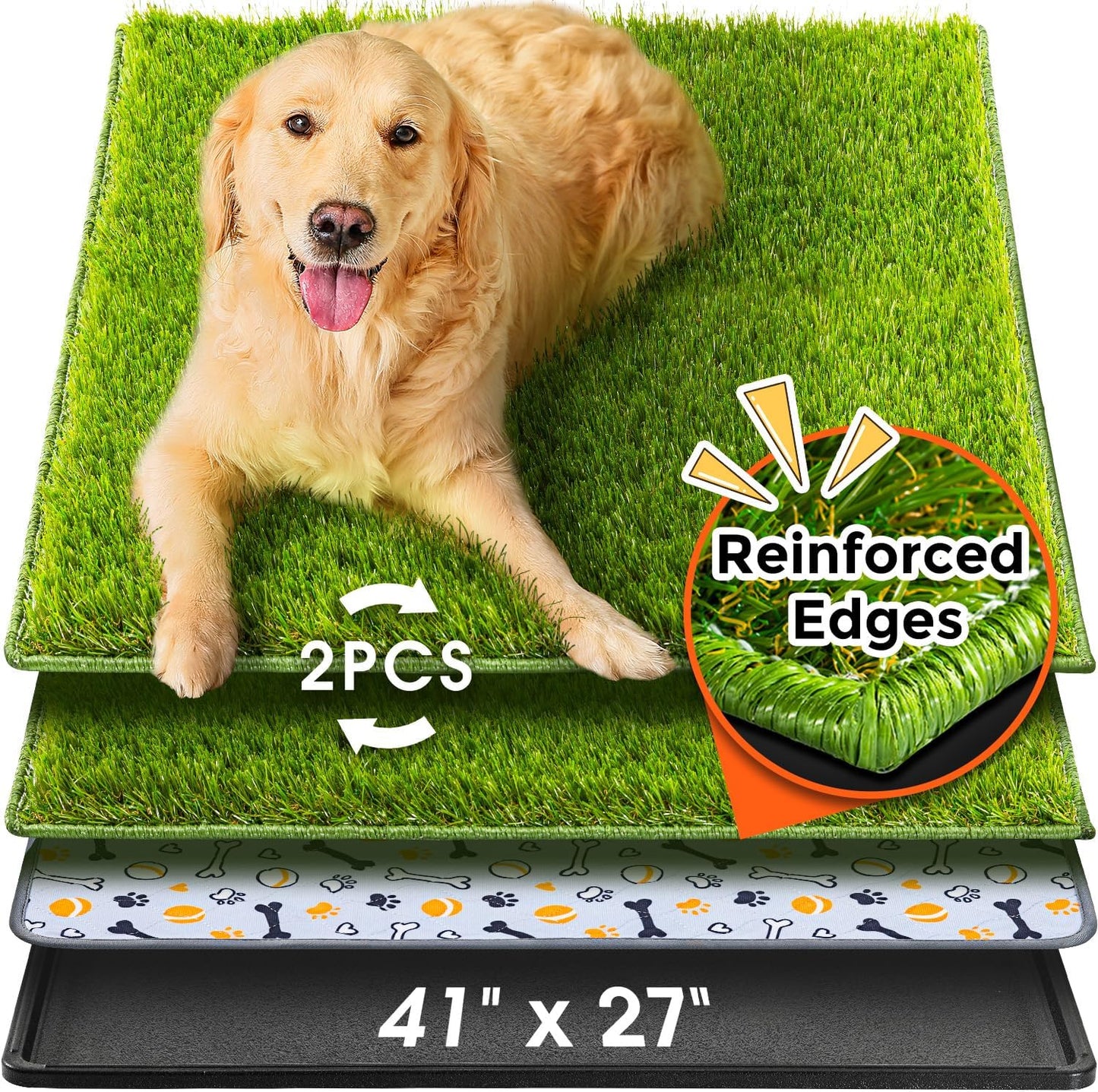 Hompet Dog Toilet, 104 x 69cm, 2 Pcs of Artificial Grass Mats for Dogs