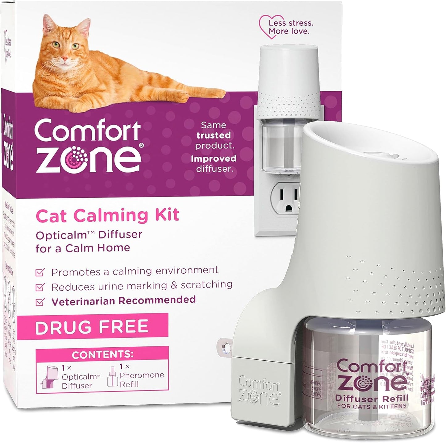 Comfort Zone 30 Day Starter Kit: 1 Cat Calming Diffuser & 1 Refill