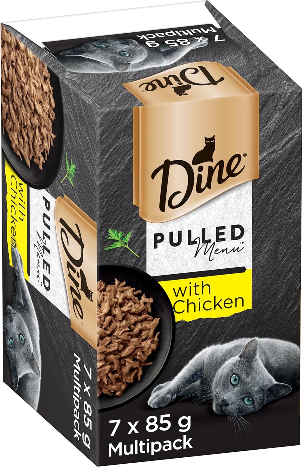 DINE Pulled Menu Adult Wet Cat Food with Chicken 7 x 85g, 6 Pack (42 Trays)