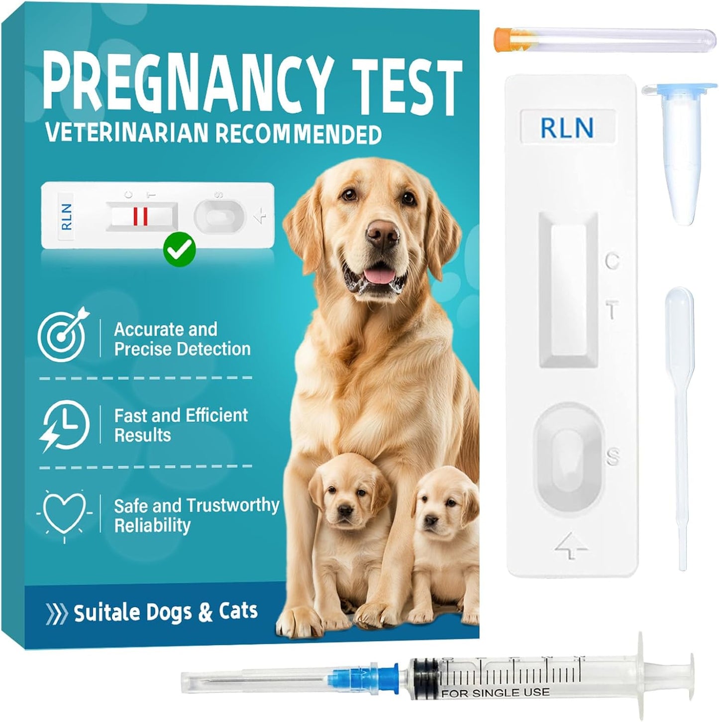 Dog Pregnancy Test, Pet Pregnancy Supplies at Home, 10-15 Mins Accurate and Fast Detection, 99.9% Accurate & Simple Operation