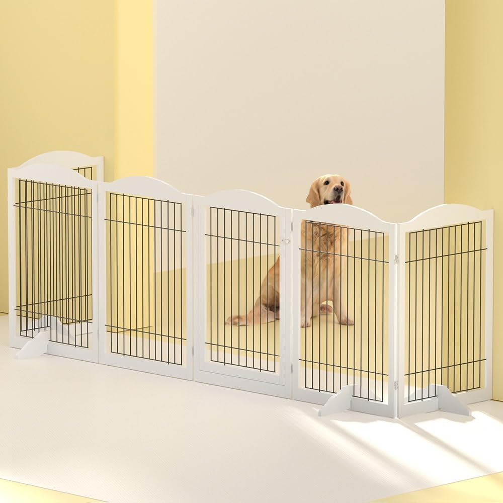 i.Pet Dog Playpen Enclosure 6 Panel Puppy Pet Fence Wooden Play Pen Gate Indoor