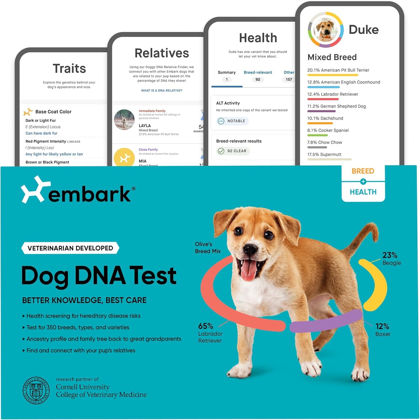 Embark Breed & Health Kit - Dog DNA Test - Discover Breed, Ancestry, Relative Finder, Genetic Health, Traits, Allergy Risk Scores