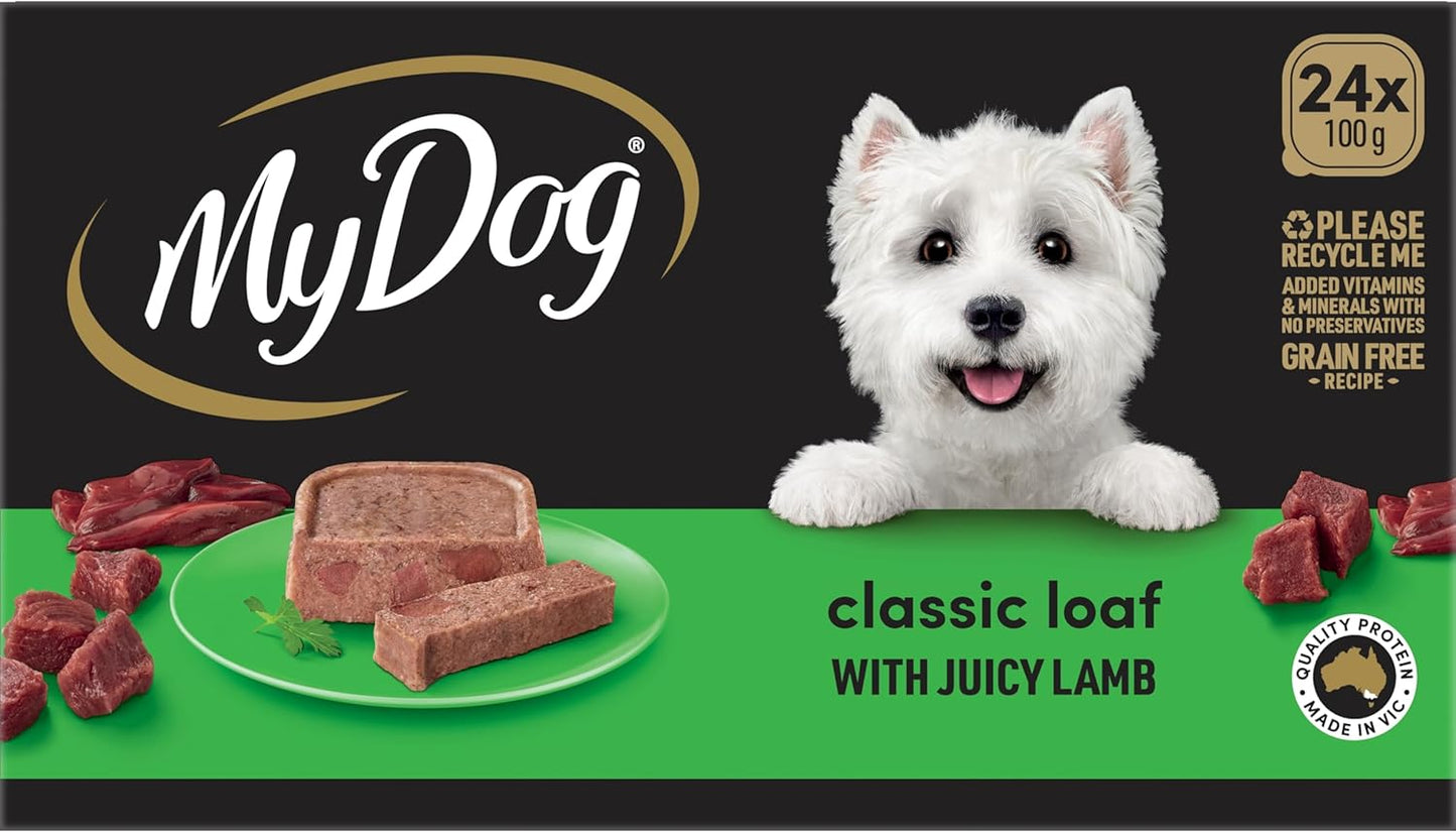 MY DOG Adult Wet Dog Food Classic Loaf with Juicy Lamb 24 x 100g Trays