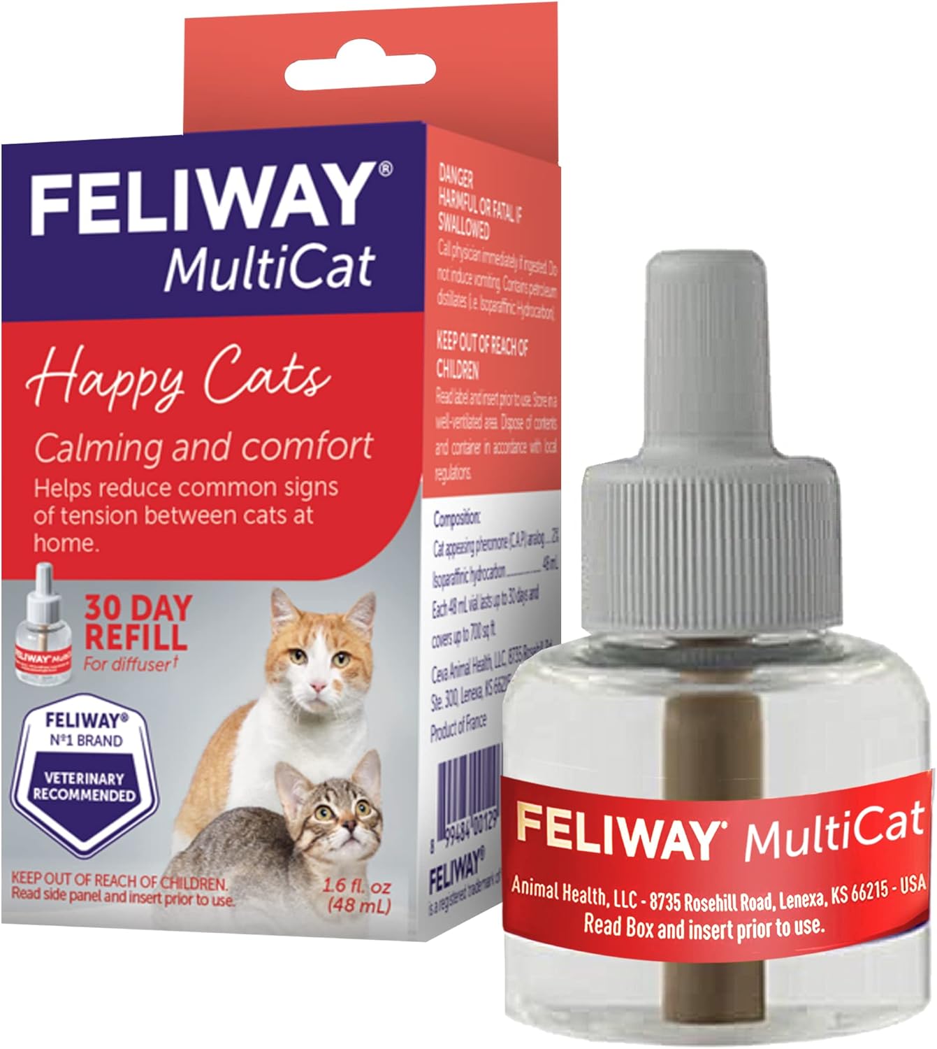 FELIWAY® MultiCat 30 Day Cat Calming Refill for Pheromone Diffuser, 48ml