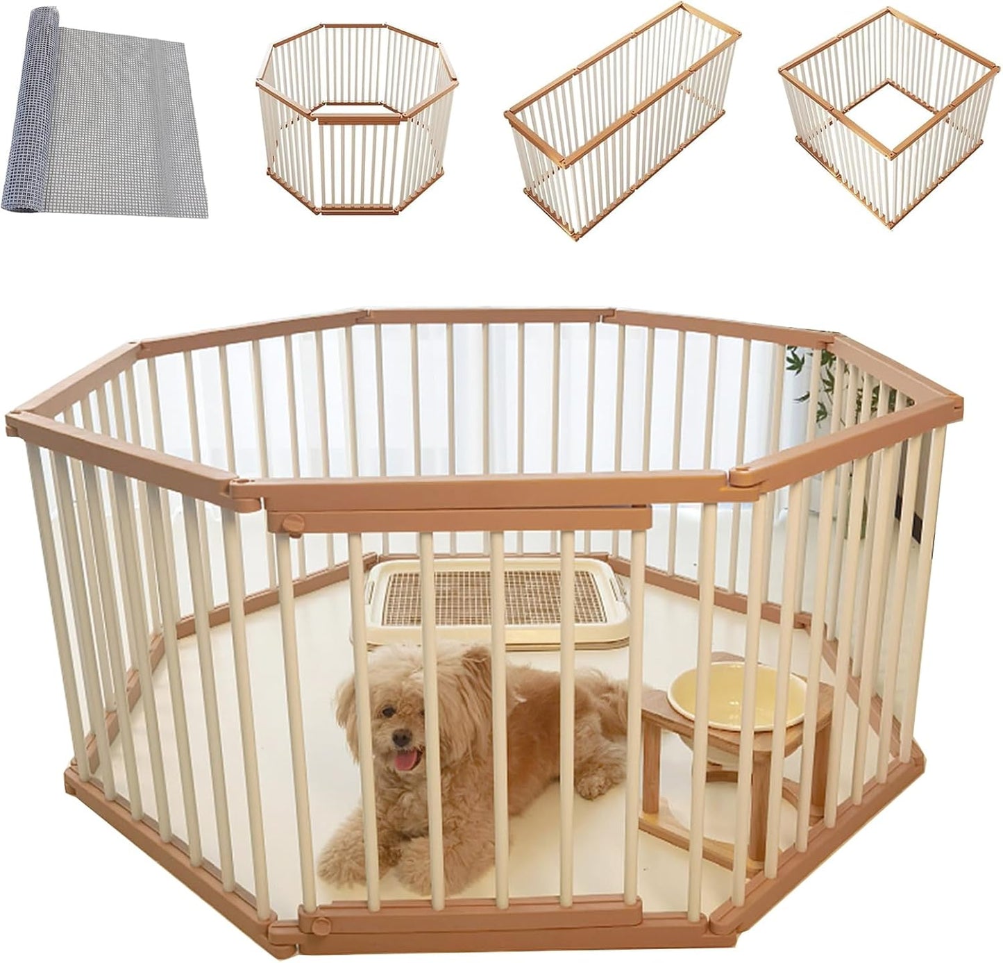 LIODUX Dog Playpen Indoor Pet Enclosure Fence Outdoor Portable Puppy Exercise Pen with Door 8/10 (8 Panels)