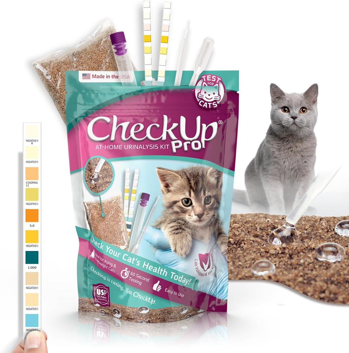 CheckUp Pro at Home Wellness Test for Cats | Hydrophobic Litter for Urine Collection