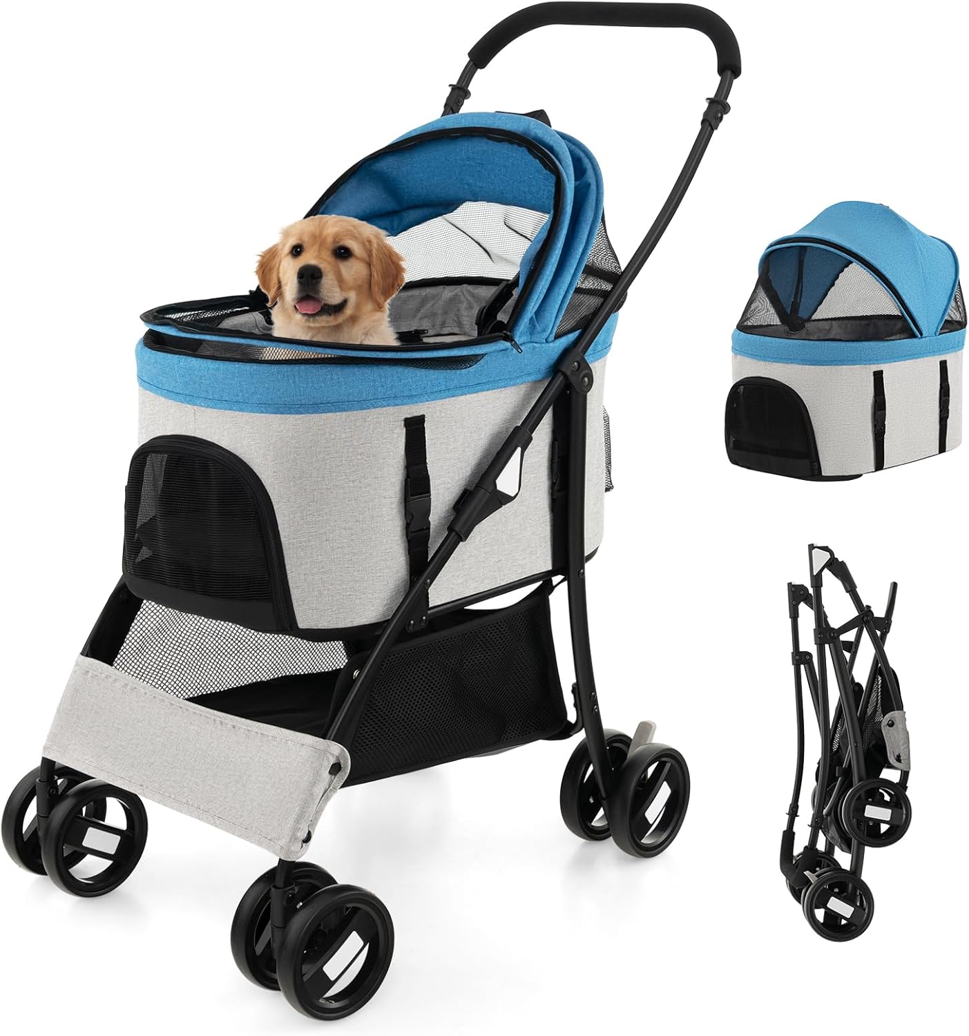 Costway 3-In-1 Pet Stroller with Removable Car Seat Carrier