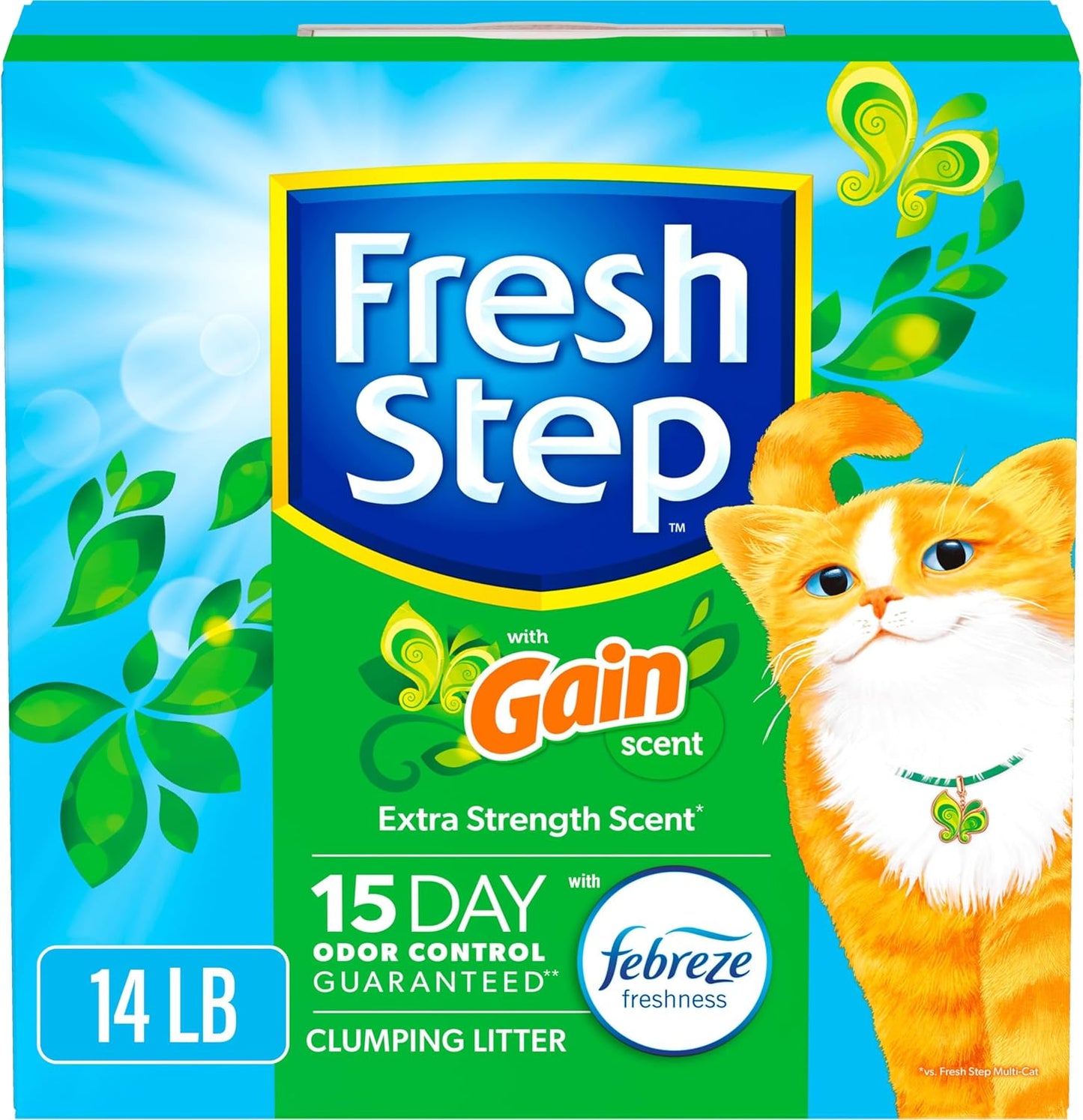 Fresh Step Clumping Cat Litter with Febreze Gain Scent, Long Lasting 14 lb