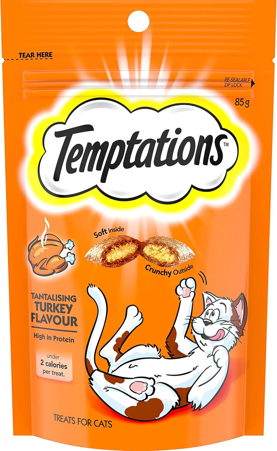TEMPTATIONS Cat Treats Tantalising Turkey Flavour 85g, 6 Pack