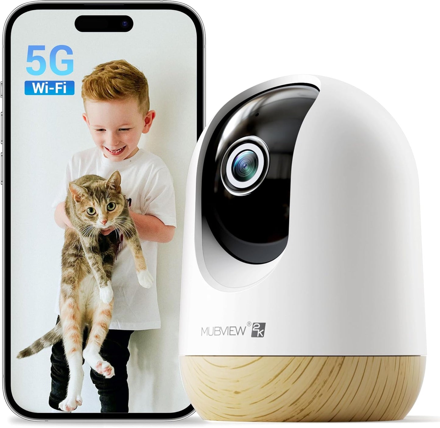 MUBVIEW 5G WiFi Indoor Security Camera No Subscription, Local&Cloud Storage