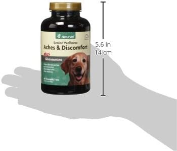 NaturVet Senior Wellness Aches & Discomfort Plus Glucosamine for Dogs, 60 ct Time Release, Chewable Tablets, Made in USA