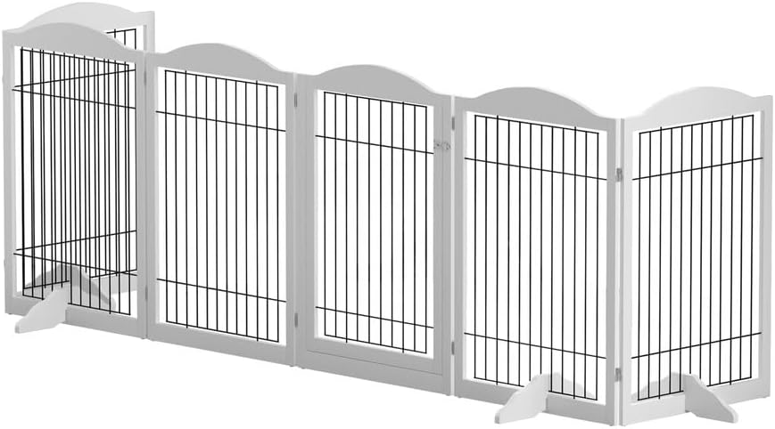 i.Pet Dog Playpen Enclosure 6 Panel Puppy Pet Fence Wooden Play Pen Gate Indoor