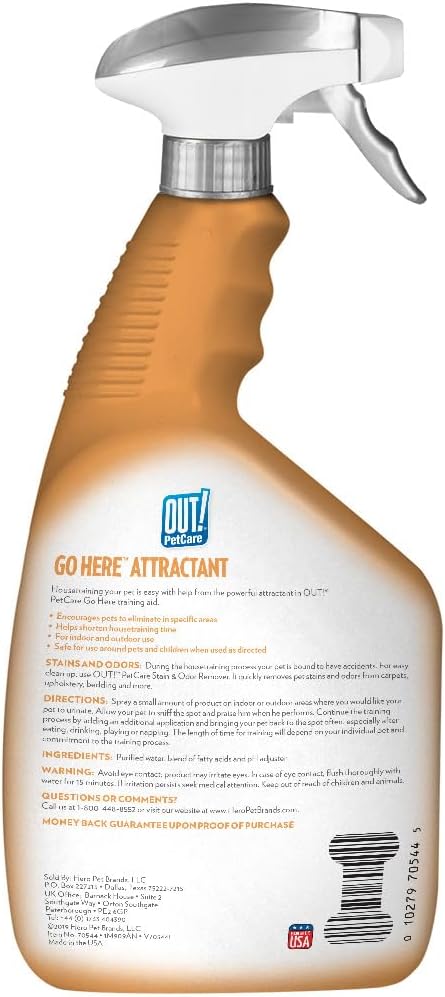 OUT! PetCare Go Here Attractant Indoor and Outdoor Dog Training Spray | House-Training Aid for Puppies and Dogs | 32 oz