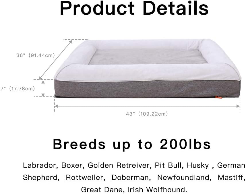 Laifug Orthopedic Memory Foam Large Dog Bed,Durable Water Proof Liner