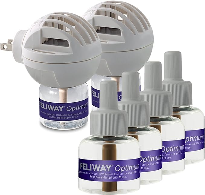 FELIWAY Optimum Cat, Enhanced Calming Pheromone Diffuser, 2 Room 90 Day Kit (2 Diffusers and 6 Vials)