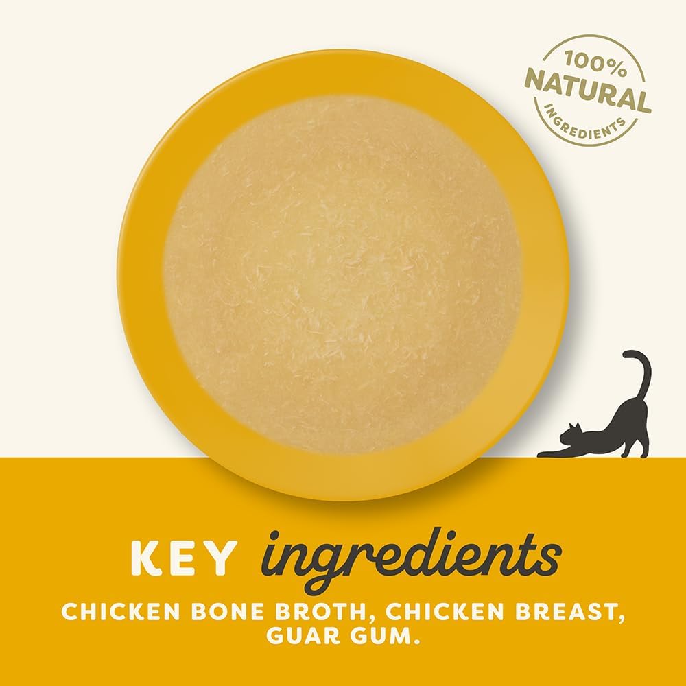 Applaws 100% Natural Wet Cat Treat Chicken Bone Broth with Chicken Breast Soup, Limited Ingredients Pet Food 80g (Pack of 6)
