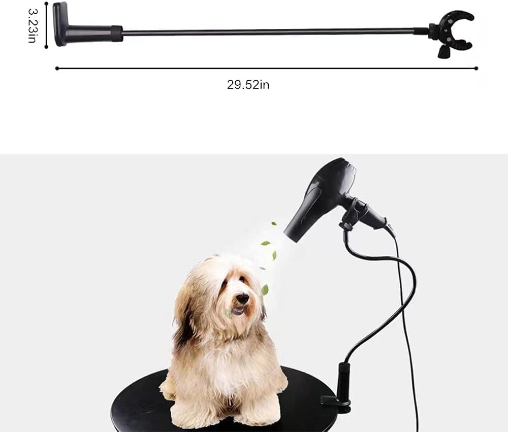 Dog Hair Dryer Stand, Handsfree Hair Dryer Holder for Pet Grooming, 360° Rotating Hair Dryer