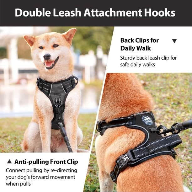 PoyPet No Pull Dog Harness, No Choke Reflective Oxford Outdoor Vest (Black,S)