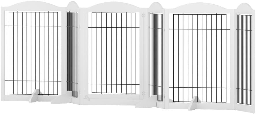 i.Pet Dog Playpen Enclosure 6 Panel Puppy Pet Fence Wooden Play Pen Gate Indoor