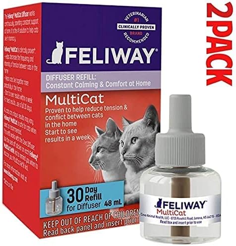 Feliway MultiCat Diffuser Refill (48 mL) | Constant Harmony & Calming Between Cats at Home (2 Pack(48 ml))