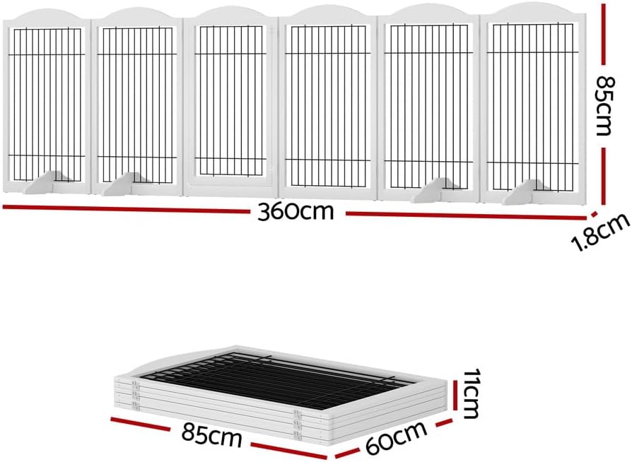 i.Pet Dog Playpen Enclosure 6 Panel Puppy Pet Fence Wooden Play Pen Gate Indoor