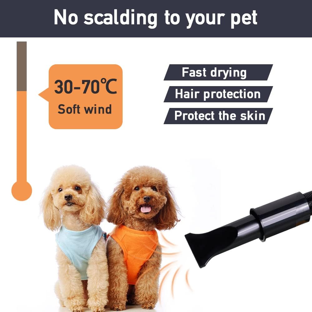 Pet Grooming Dryer, Adjustable Speed & Temperature Control Yellow Dog Blow Dryer, High Velocity Dog Hair Dryer with 4 Nozzles(Yellow