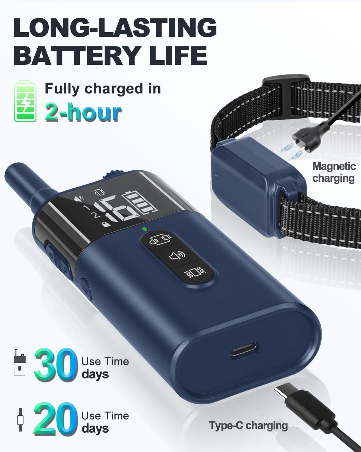 Anti Bark Collar with Remote 1600Ft Dog Training Collar, Vibrating Collar for Small Medium Large Dogs with Vibration & Sound