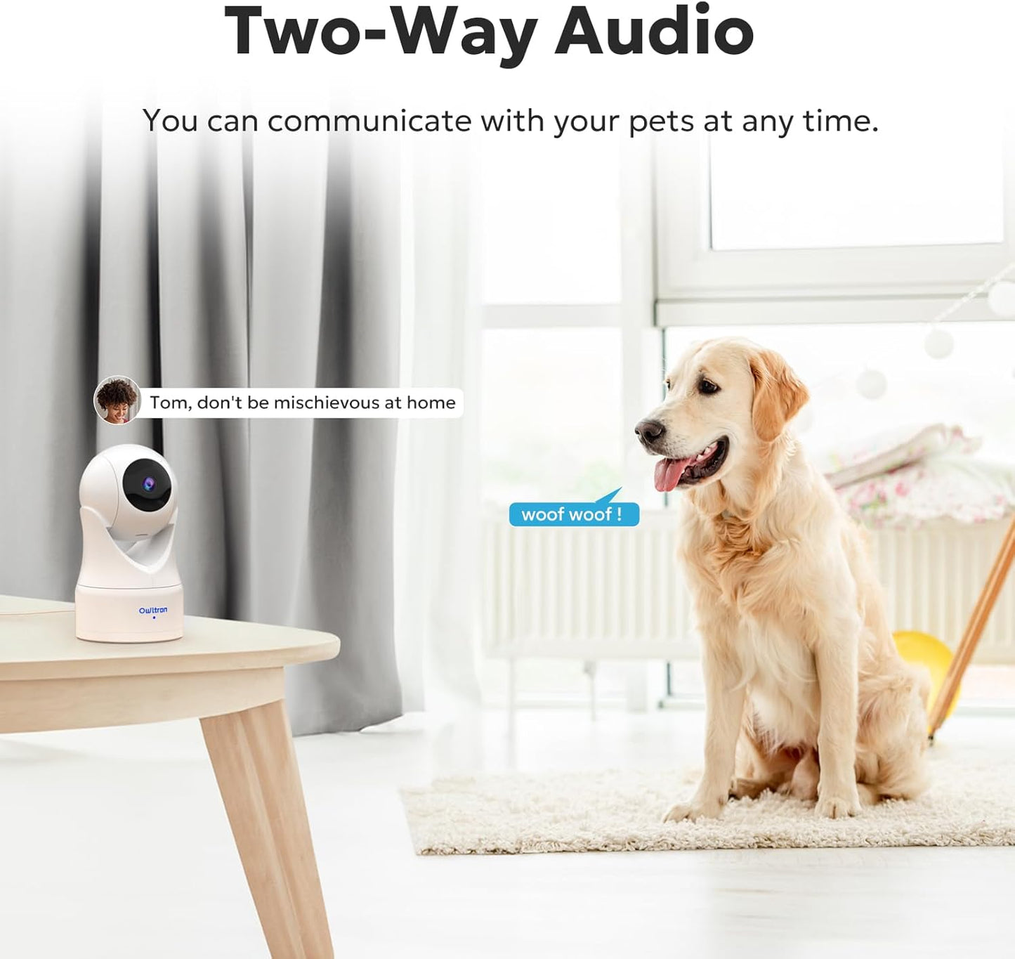 owltron Indoor Security Camera 2K, 360° Cameras for Home Security with Motion Detection, 2.4G WiFi for Baby/Pet/Nanny/Camara with Night Vision