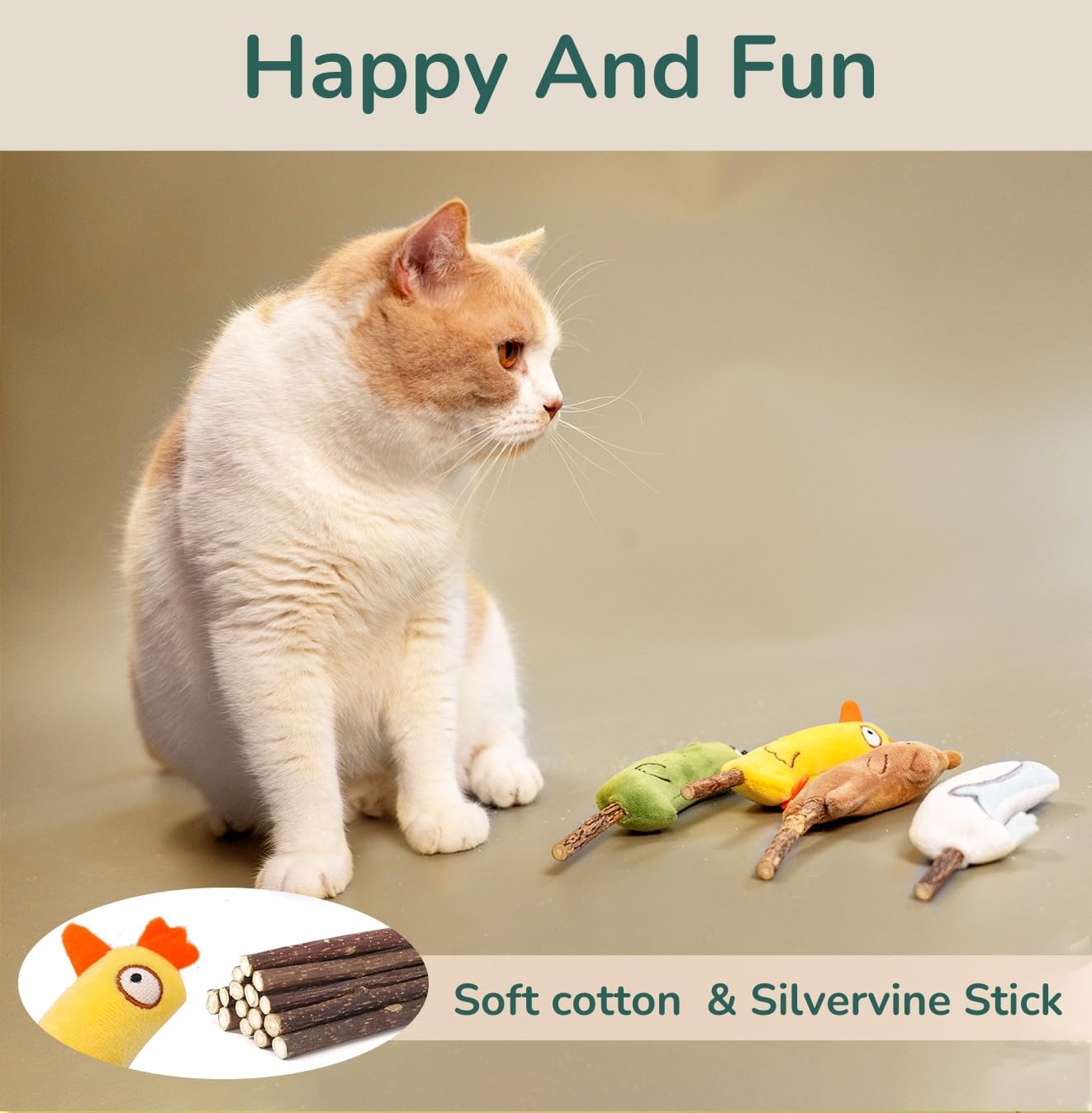 4-Piece Catnip Toys with Valerian Stick Catnip Toys with Various Cute Animal Styles