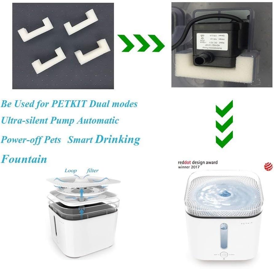 PETKIT EVERSWEET 2 Pet Water Fountain Pre Foam Filters Replacement Filters, 4 Pieces