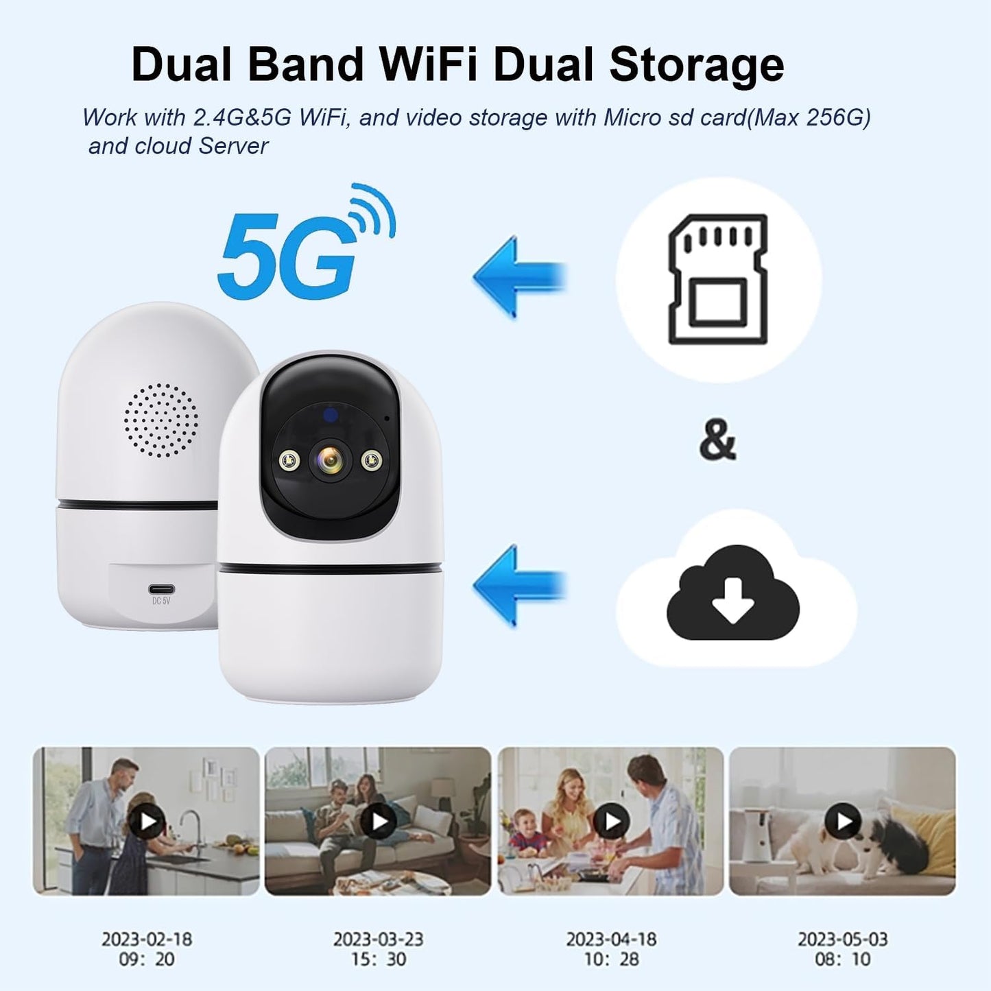 Indoor Security Camera 1080P, 2.4GHz/5GHz 360 View Pan/Tilt WiFi Cameras