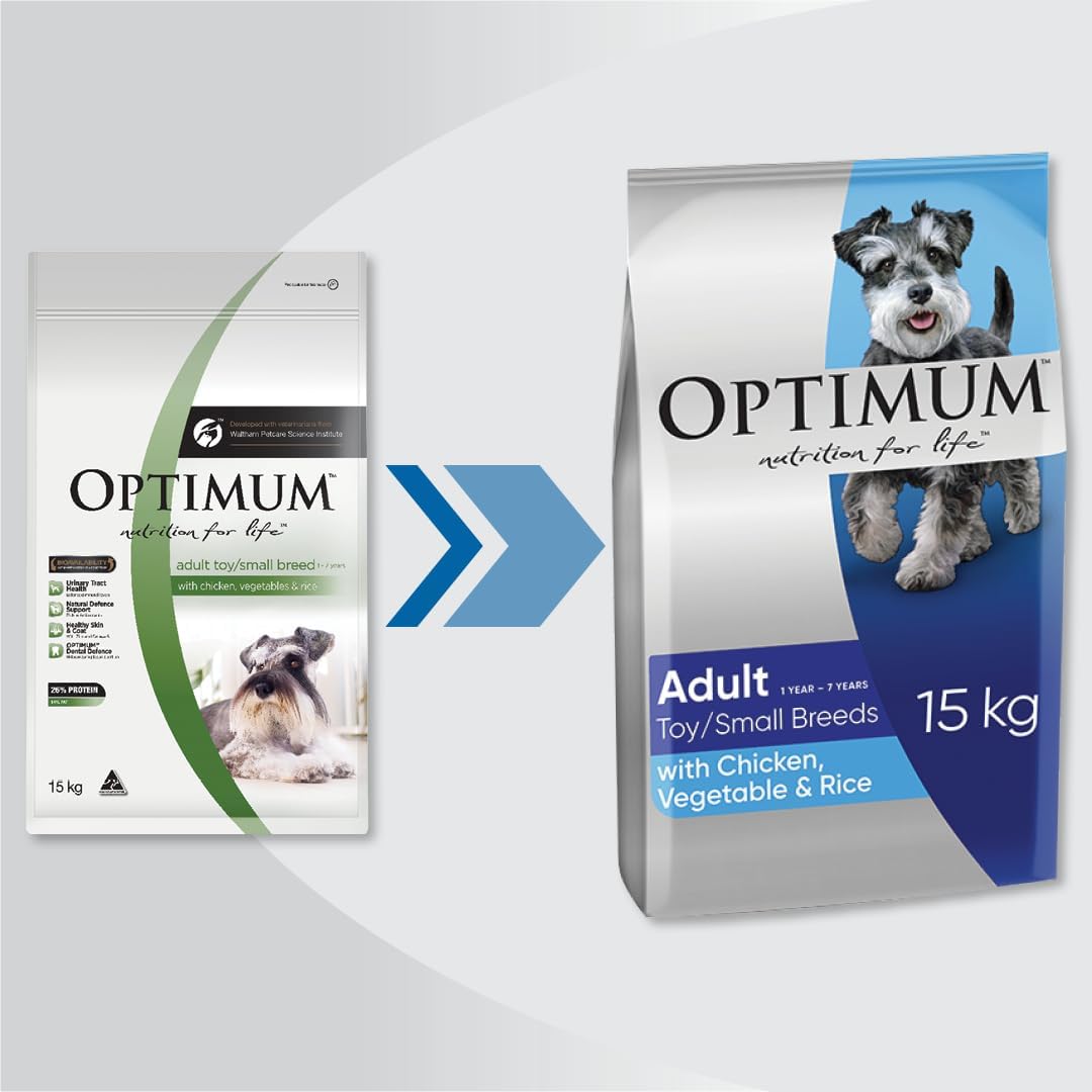 OPTIMUM Adult Toy/Small Breed Dry Dog Food with Chicken, Vegetables & Rice 15kg Bag