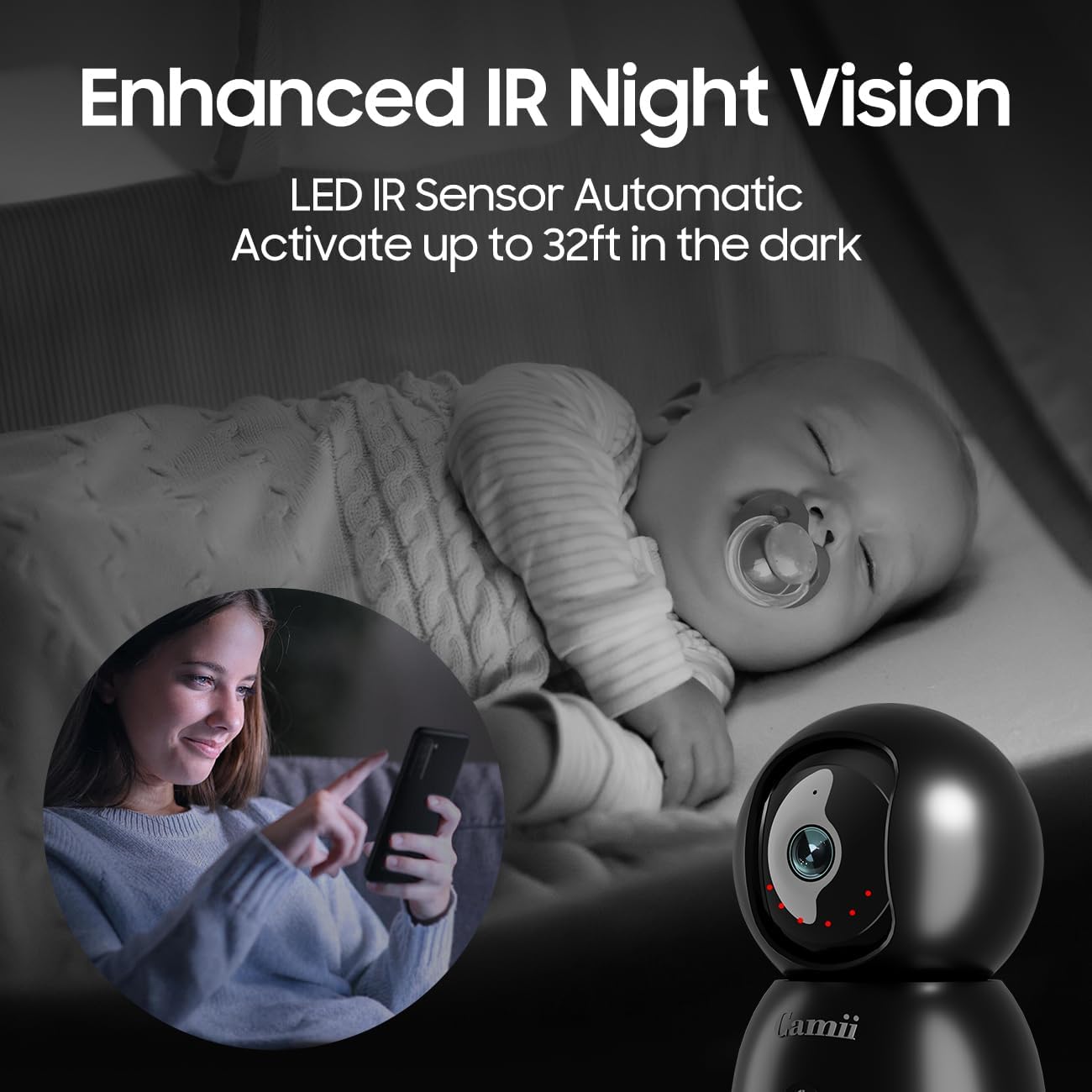 Indoor Camera, 2K Pet Cameras for Home Security Dual Band WiFi(2.4/5G)